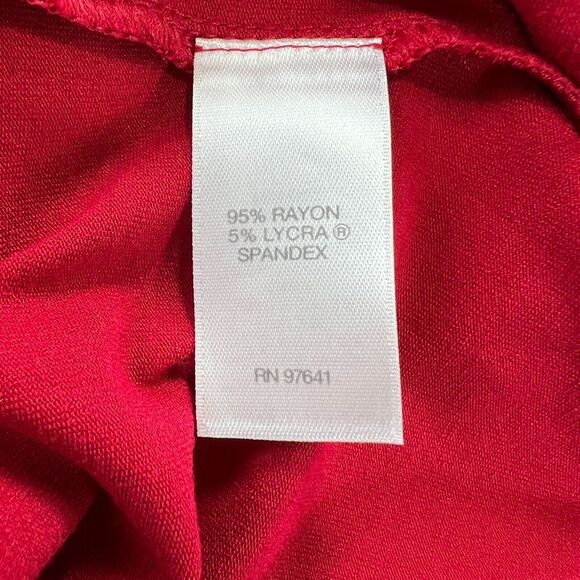 J Jill Wearever Collection Red Tiered Dress Medium Long Sleeve Career Business - Picture 4 of 8